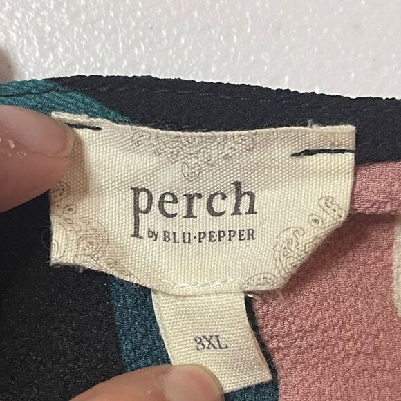 Perch by Blu Pepper striped blouse 3X boho colorful ballon sleeve - Picture 4 of 6